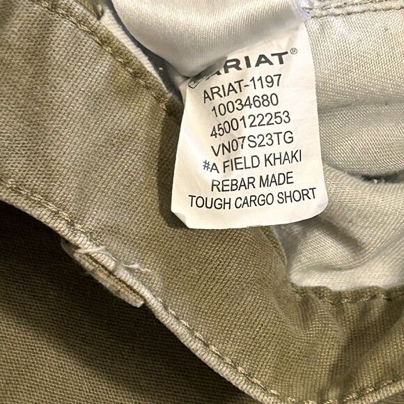 ARIAT Rebar M4 Cargo Shorts Mens 42 Relaxed‎ Fit Canvas Utility Work Field Khaki - Picture 7 of 13